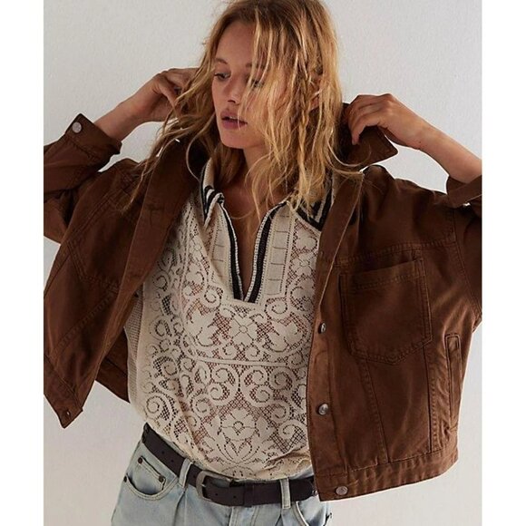 Free People Jackets & Blazers - Free People  We The Free Opal Swing Denim Jacket XL BROWN